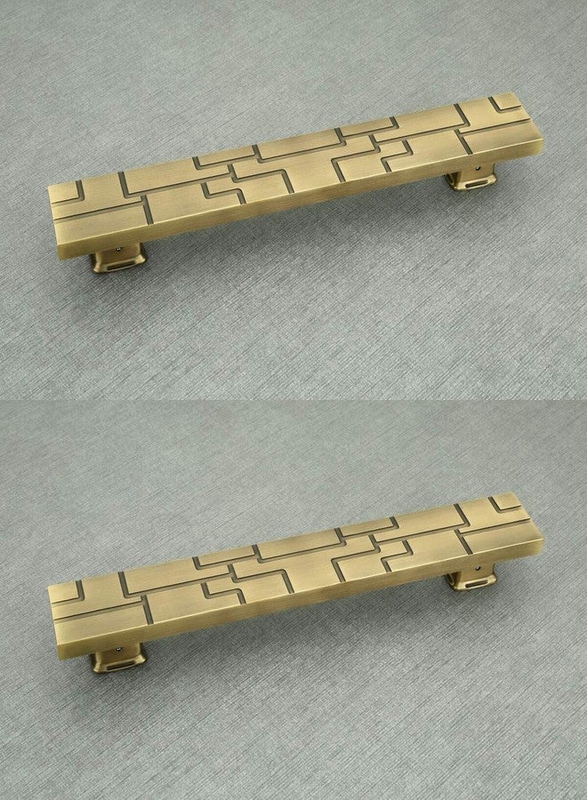 إنديد طقم مقابض أبواب نحاسية عتيقة الطراز للمنزل، 12 بوصة (عبوة من قطعتين) (التصميم 2) - Image 1